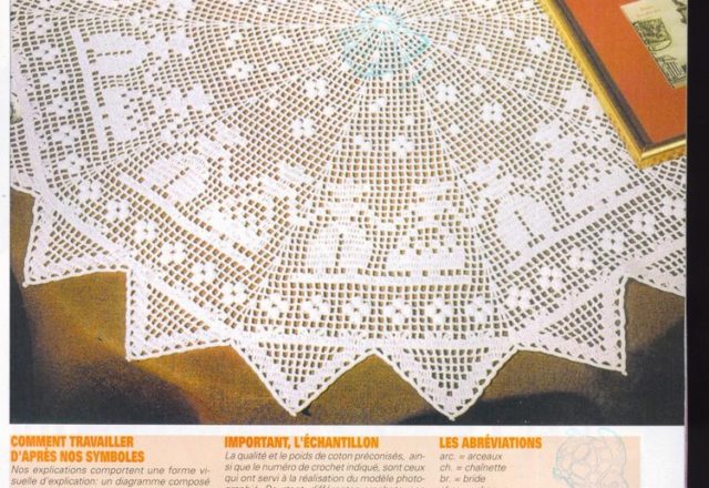 Round filet pattern doily with tyrolean designs (1)