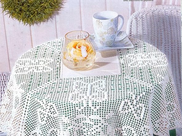 Round tablecloth filet butterflies (1)