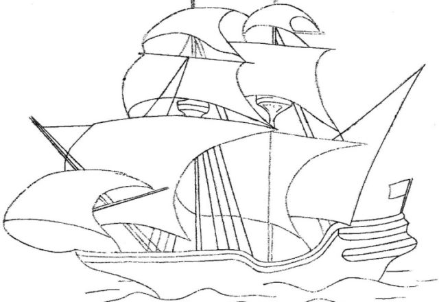 Sailing ship embroidery design