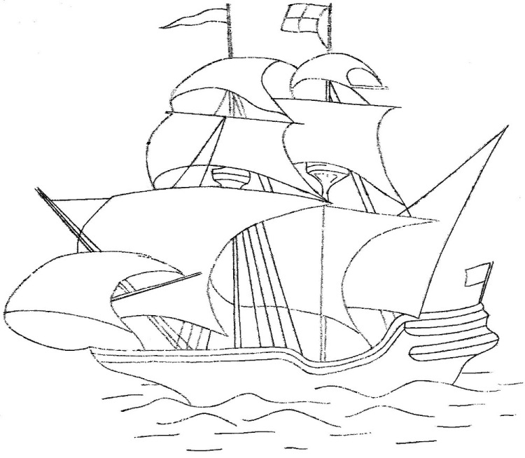 Sailing ship embroidery design