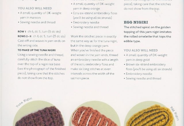 Salmon, tuna and egg nigiri amigurumi pattern (2)