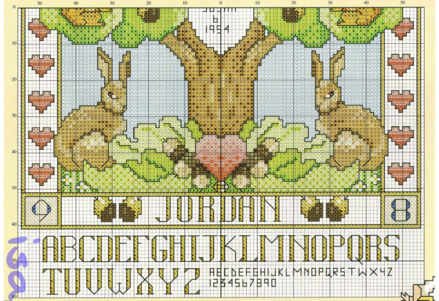 Sampler Cross Stitch Animal Owl rabbits birds on the tree (2)