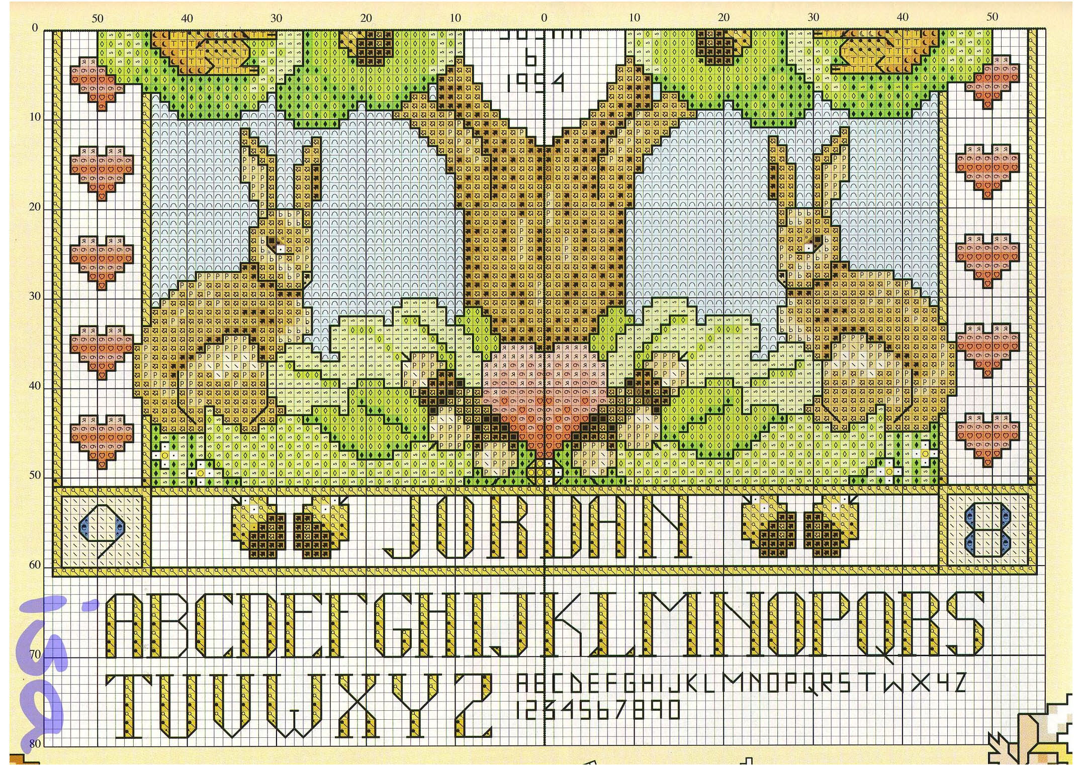 Sampler Cross Stitch Animal Owl rabbits birds on the tree (2)