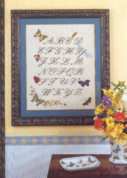Sampler Cross stitch letters cursive and butterflies (1)
