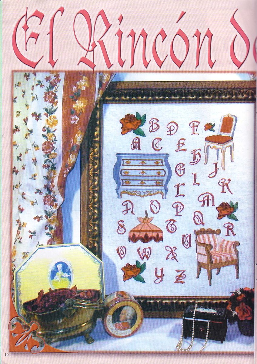 Sampler picture with red letters and objects home (1)