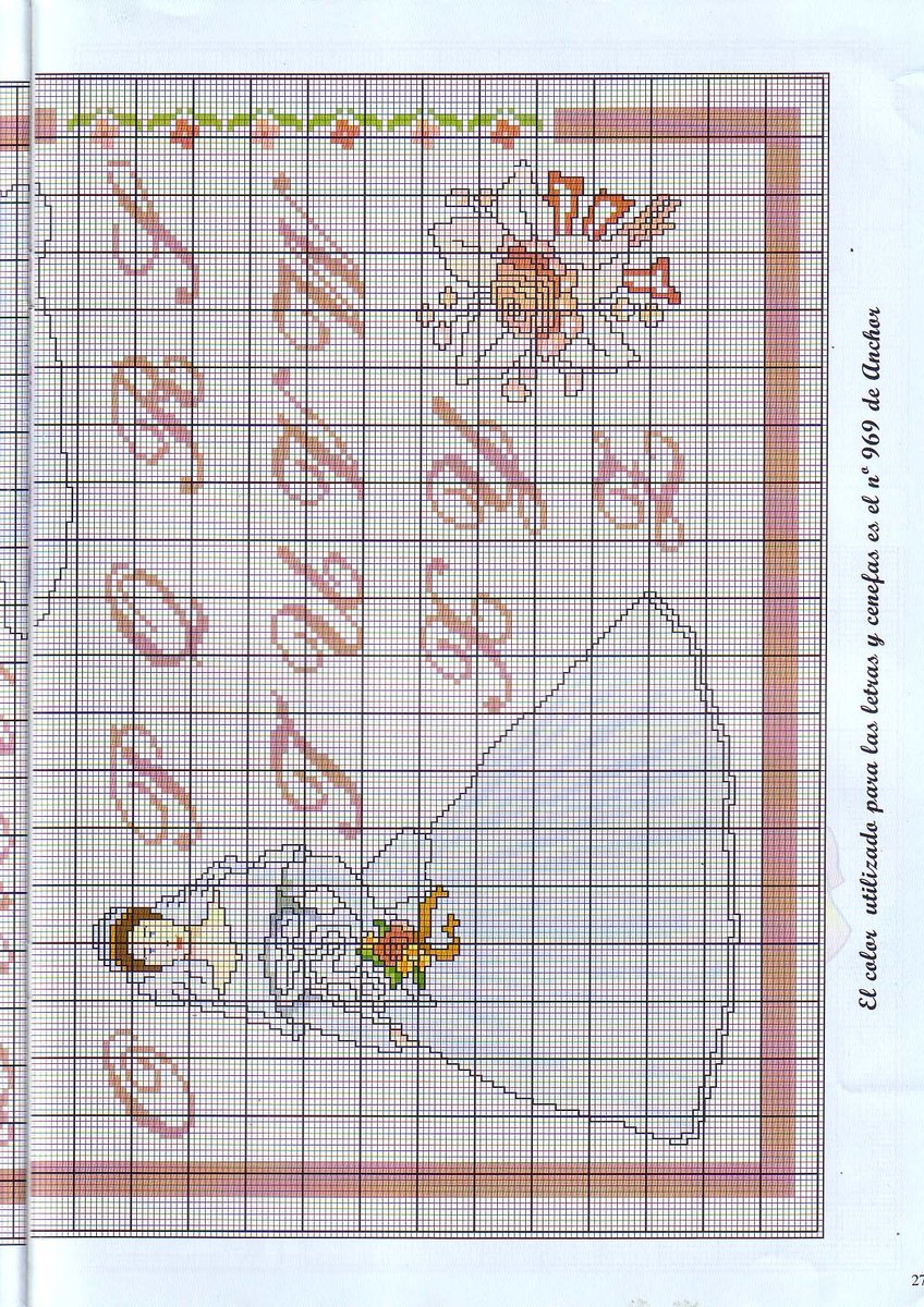 Sampler picture with the bride and pink lettering (3)