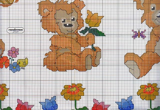 Sampler with teddy bears with letters from A to I (9)