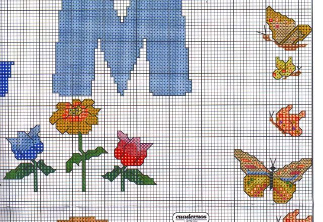 Sampler with teddy bears with letters from J to Q (4)