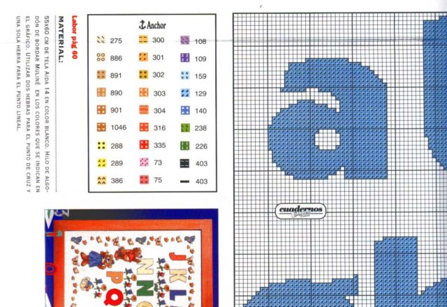 Sampler with teddy bears with letters from J to Q (8)