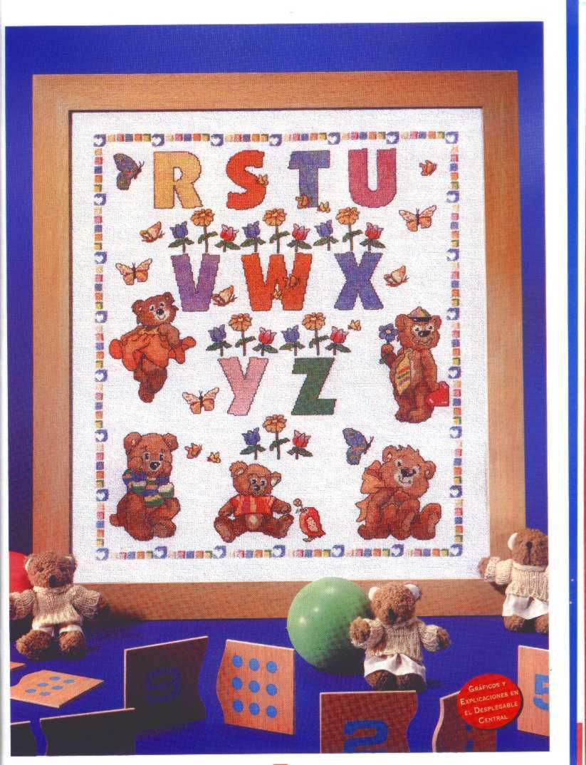Sampler with teddy bears with letters from R to Z (1)