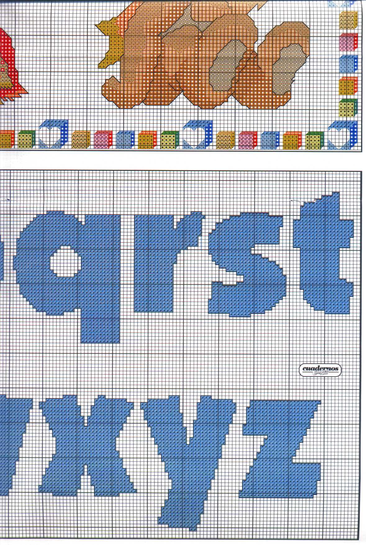 Sampler with teddy bears with letters from R to Z (10)