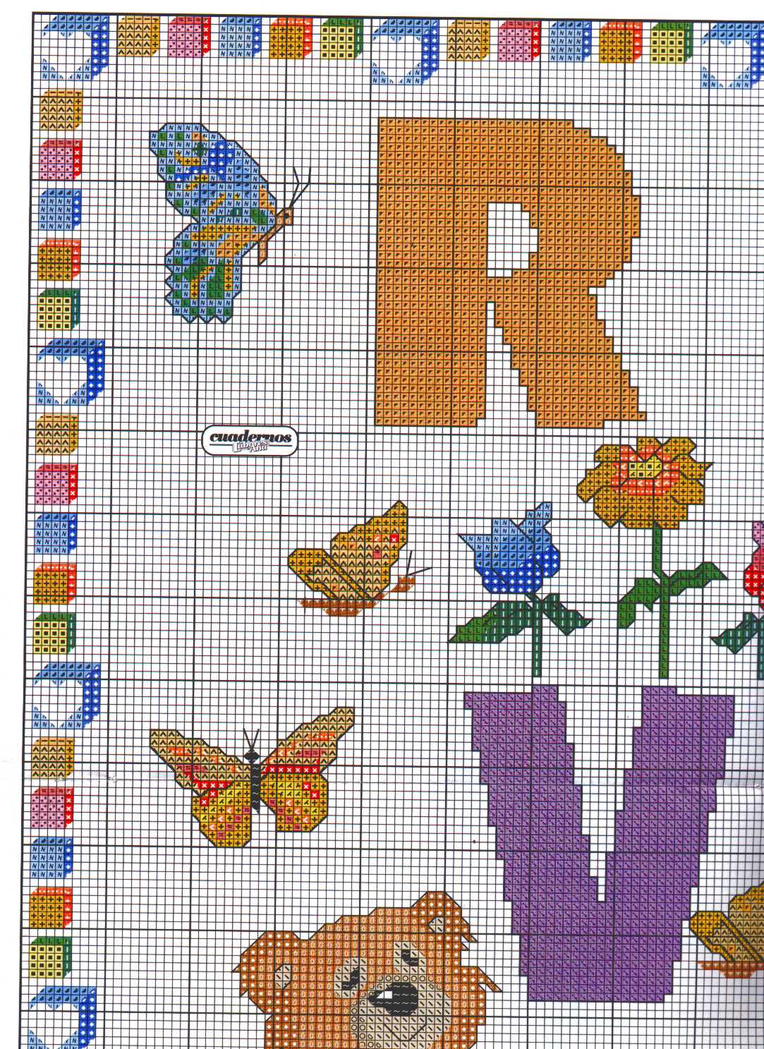 Sampler with teddy bears with letters from R to Z (2)