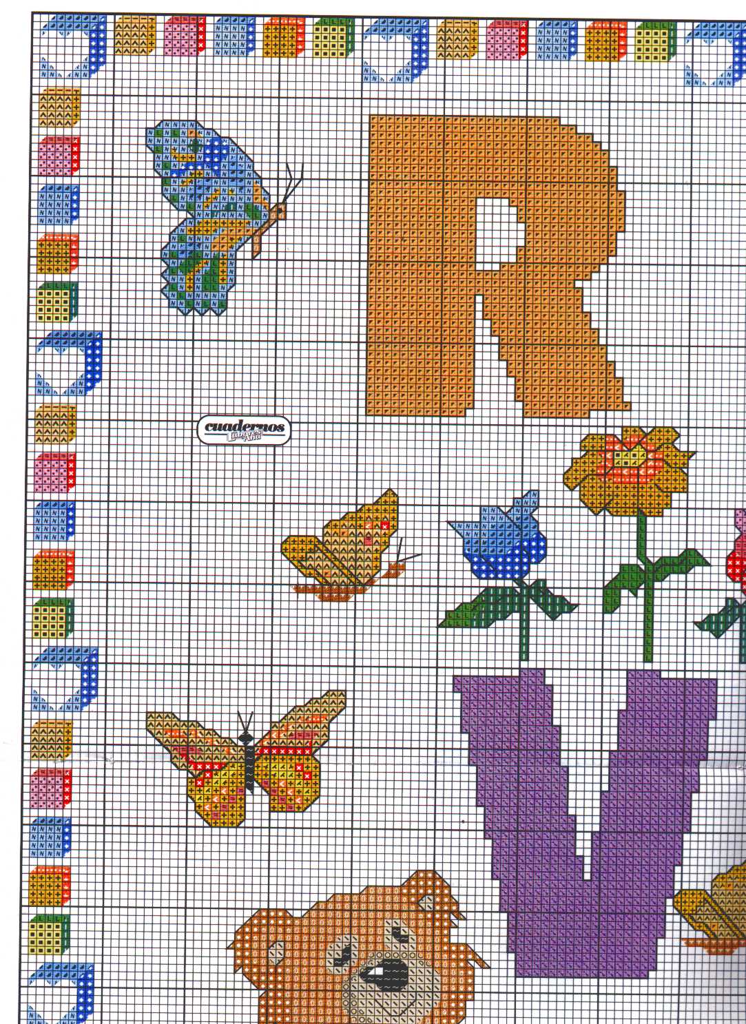 Sampler with teddy bears with letters from R to Z (2)