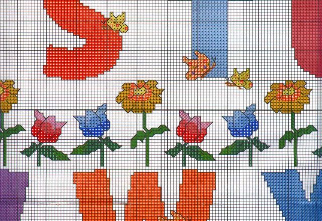 Sampler with teddy bears with letters from R to Z (3)