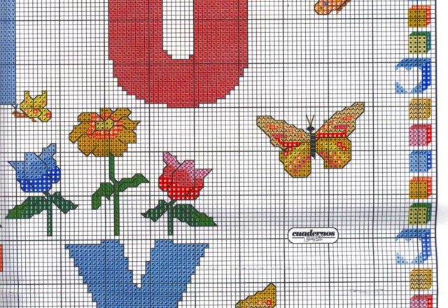 Sampler with teddy bears with letters from R to Z (4)