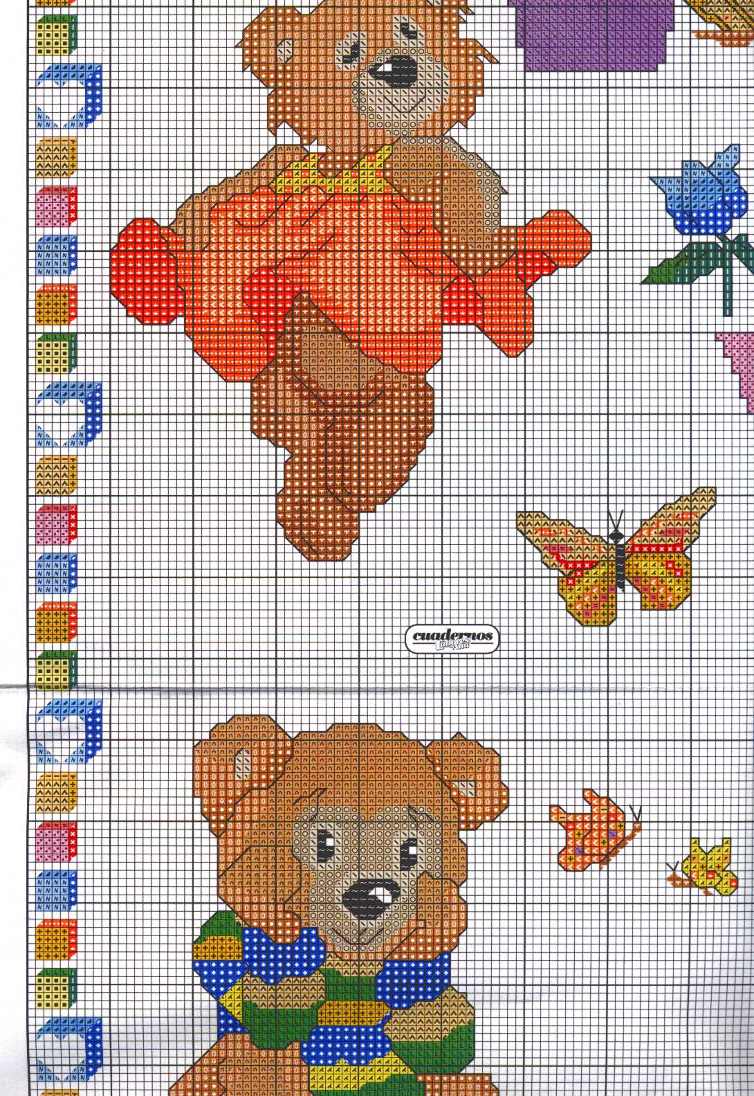 Sampler with teddy bears with letters from R to Z (5)