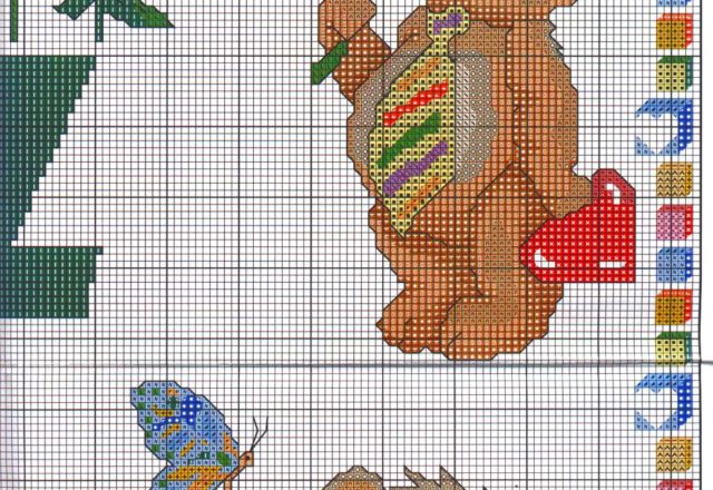Sampler with teddy bears with letters from R to Z (7)