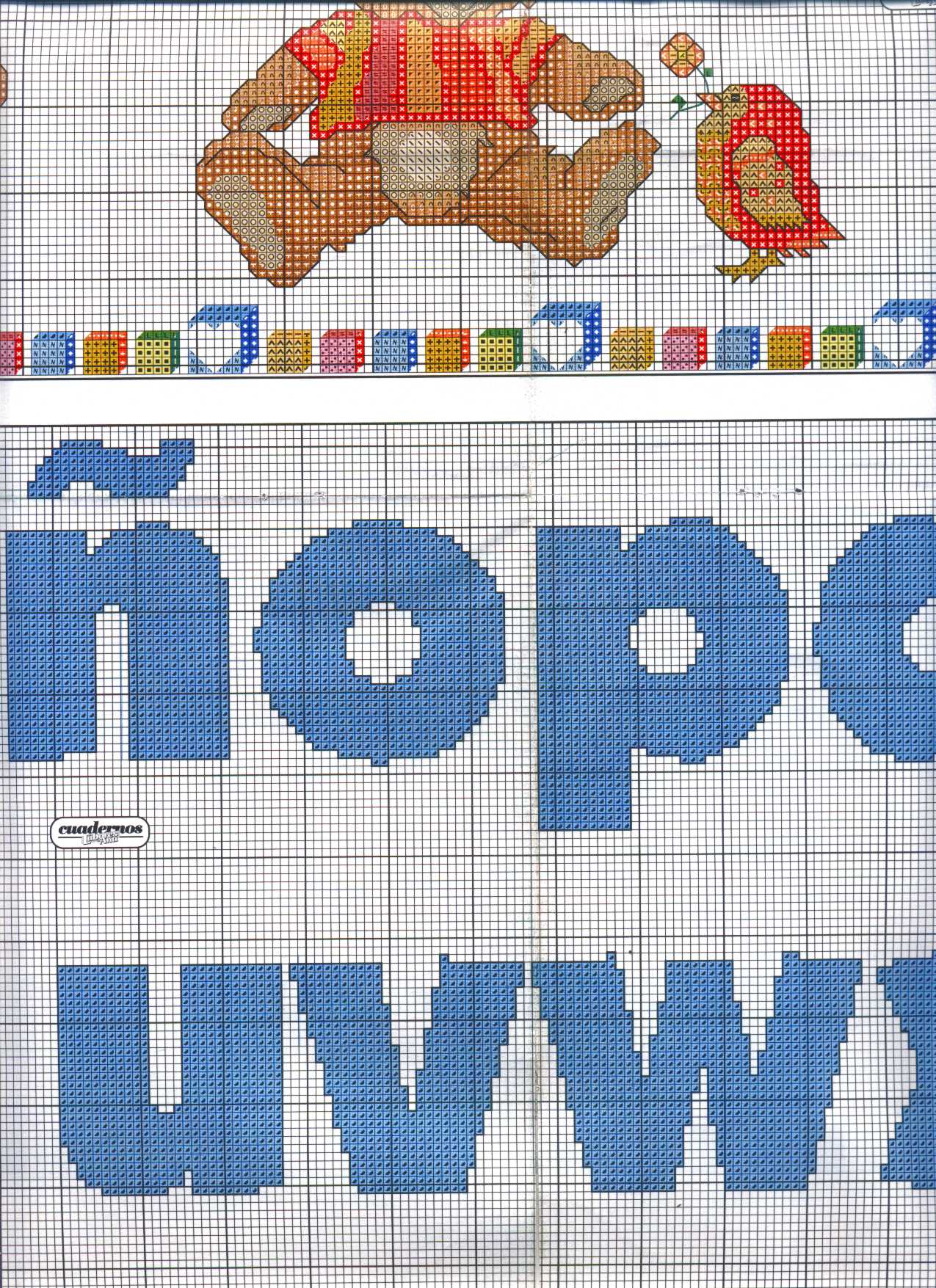 Sampler with teddy bears with letters from R to Z (9)