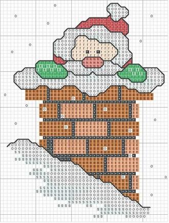 Santa Claus looking out of chimney