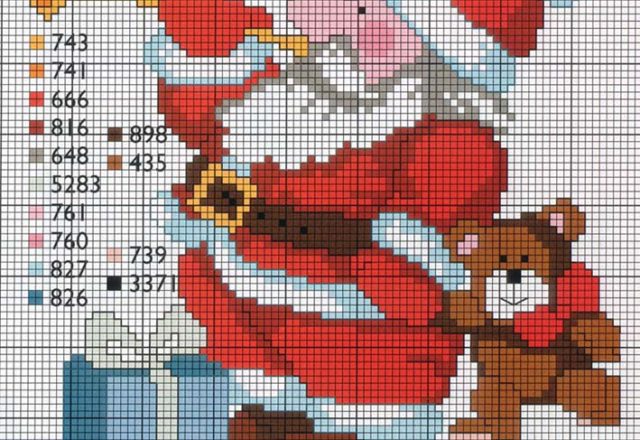 Santa Claus with trumpet and teddy bear