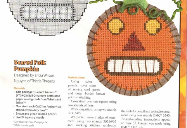 Scared punpkin cross stitch pattern