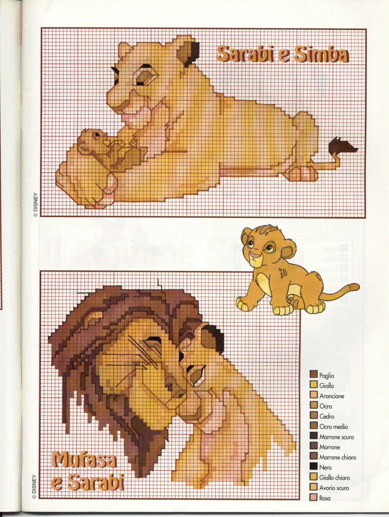 Simba and Mufasa from The Lion King free patterns