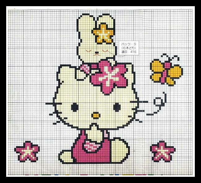 Simple and cute cross stitch pattern Hello Kitty