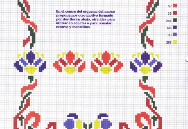 Simple floral motif cross stitch pattern (2)