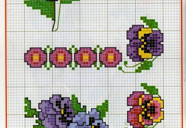 Simple flowers cross stitch pattern