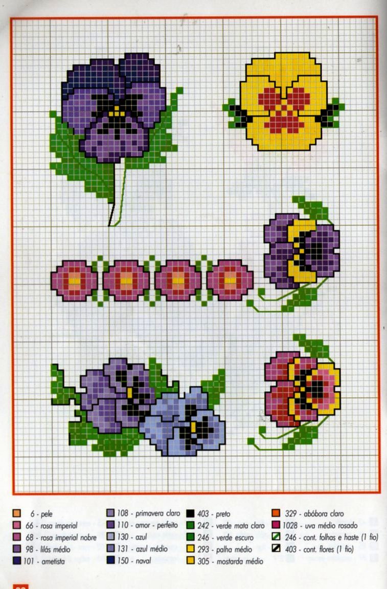 Simple flowers cross stitch pattern