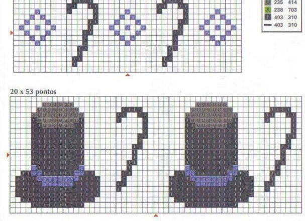 Simple man and woman cross stitch hats