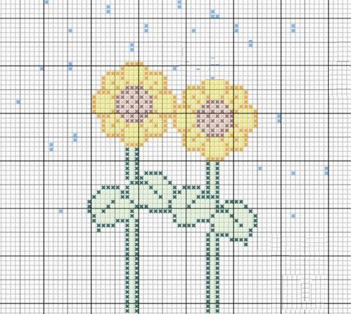 Simple sunflower cross stitch pattern