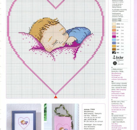 Sleeping baby free birth record cross stitch pattern