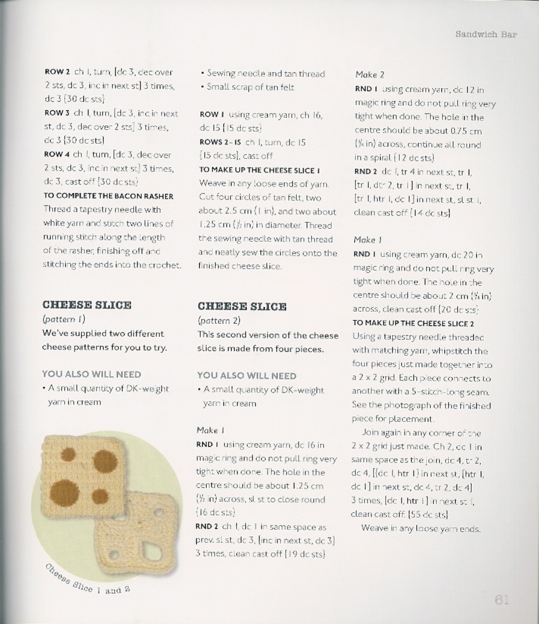 Slice of bread with salad, tomato and cheese amigurumi pattern (1)