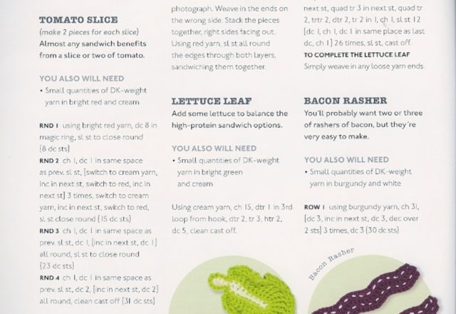 Slice of bread with salad, tomato and cheese amigurumi pattern (3)