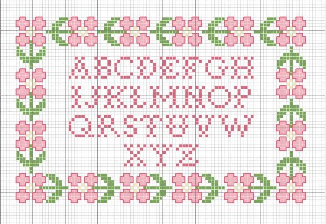 Small alphabet with pink roses