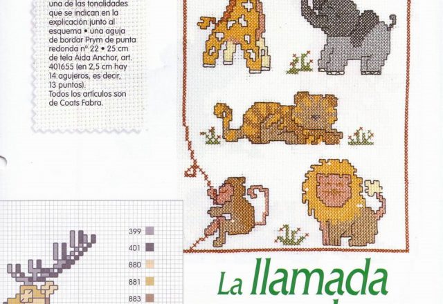 Small animals giraffe elephant lion and monkey cross stitch (1)