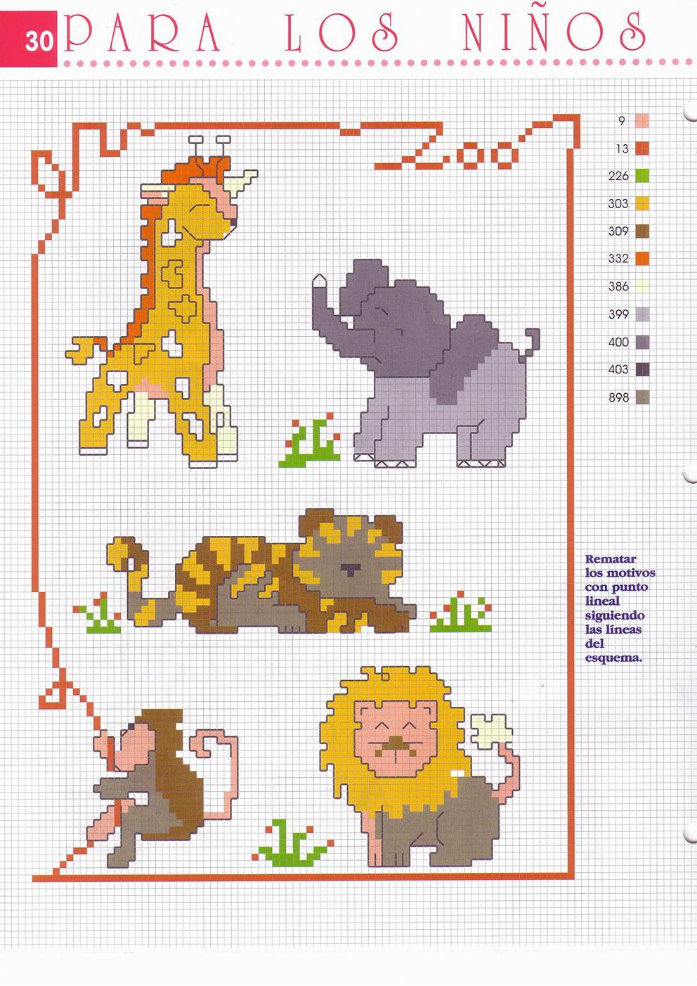 Small animals giraffe elephant lion and monkey cross stitch (2)