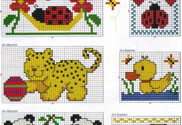 Small animals ladybugs free cross stitch