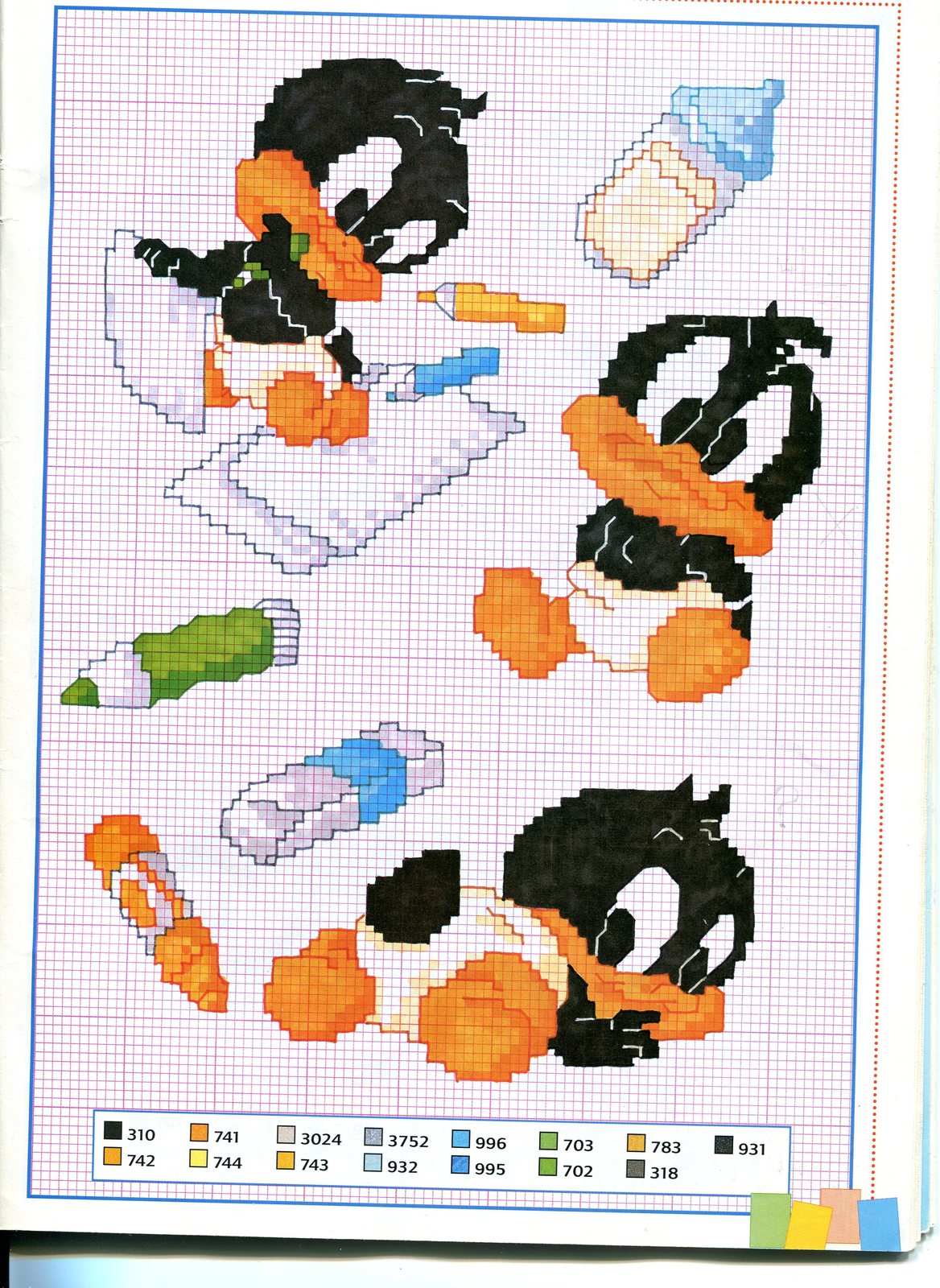Small baby Daffy Duck cross stitch pattern