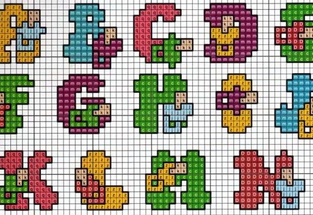 Small cross stitch alphabet with pacifiers (1)