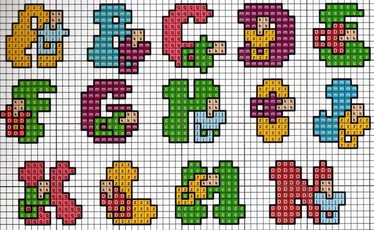 Small cross stitch alphabet with pacifiers (1)