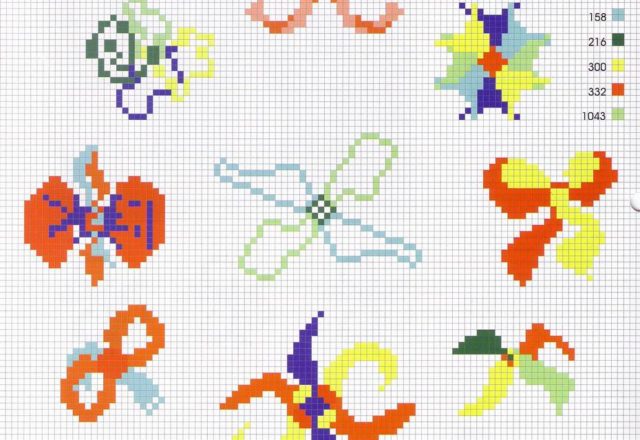 Small cross stitch patterns bows (2)