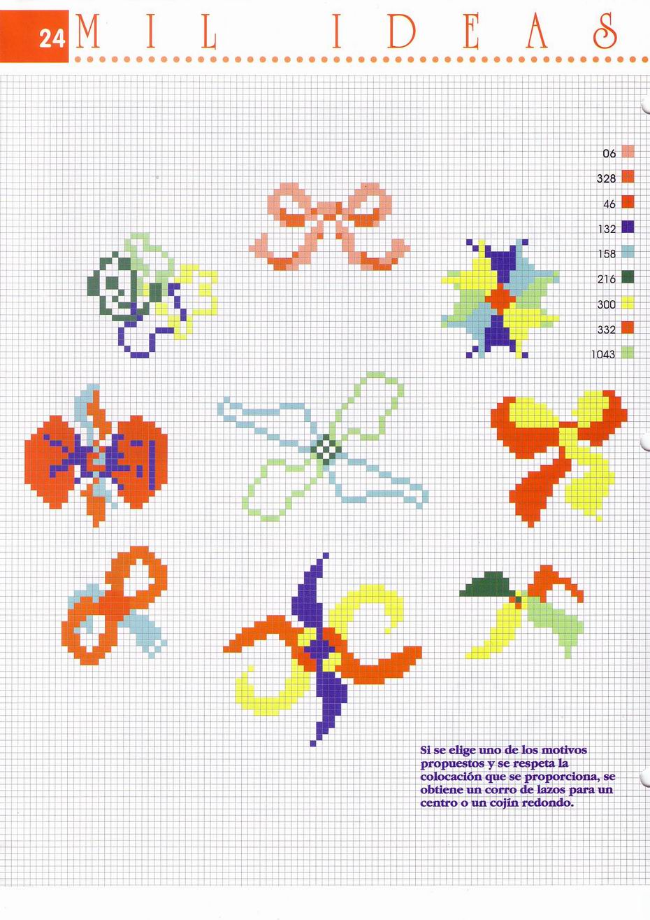 Small cross stitch patterns bows (2)