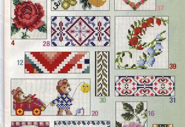 Small floral borders cross stitch pattern