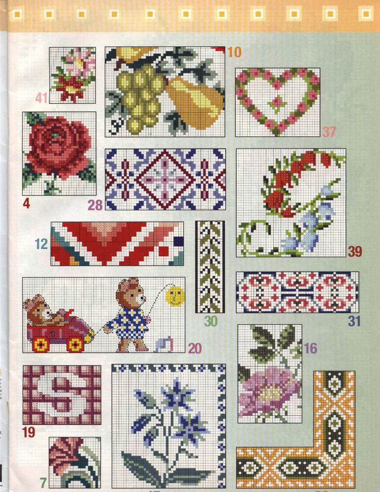 Small floral borders cross stitch pattern