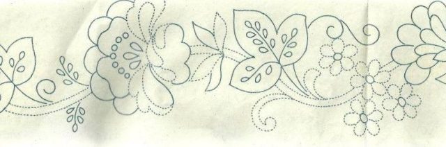 Small flowers leaves flowers border embroidery pattern