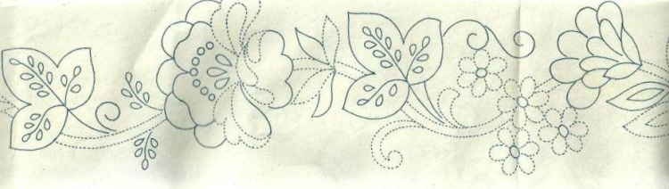 Small flowers leaves flowers border embroidery pattern