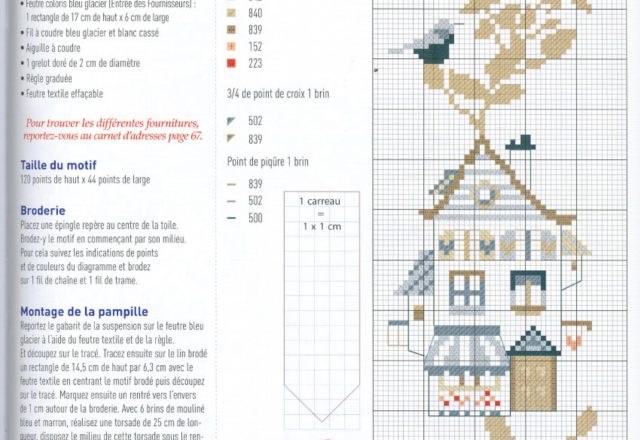 Small lovely houses with birds cross stitch patterns (4)