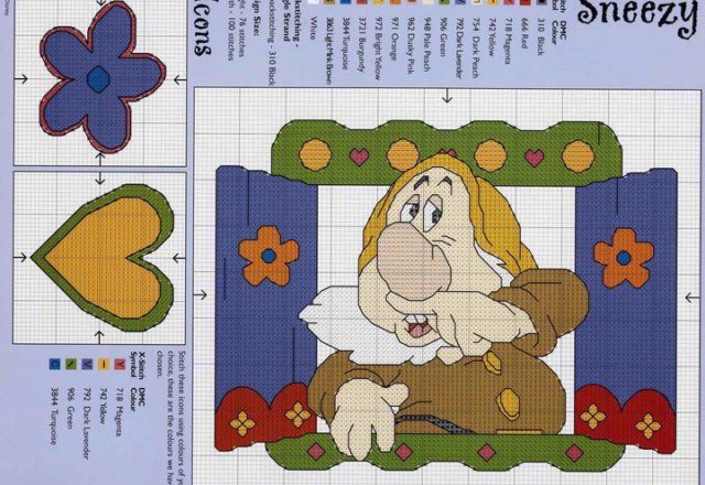 Sneezy The Seven Dwarfs cross stitch pattern